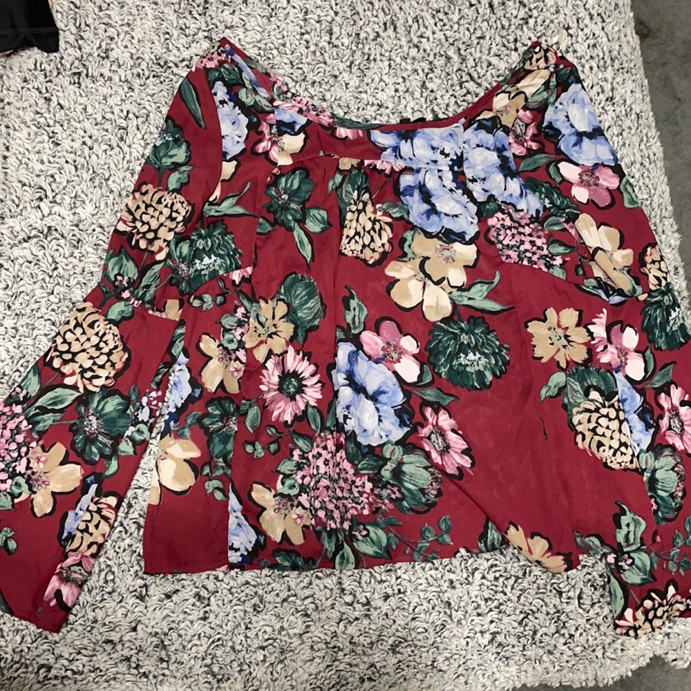Floral wine red blouse